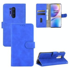 For OnePlus 8 Pro Solid Color Skin Feel Magnetic Buckle Horizontal Flip Calf Texture PU Leather Case with Holder & Card Slots & Wallet(Blue) (OEM)