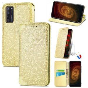 For ZTE Axon 20 5G Blooming Mandala Embossed Pattern Magnetic Horizontal Flip Leather Case with Holder & Card Slots & Wallet(Yellow) (OEM)