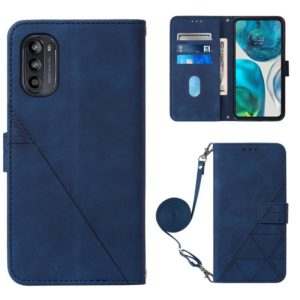 For Motorola Moto G52 Crossbody 3D Embossed Flip Leather Phone Case(Blue) (OEM)