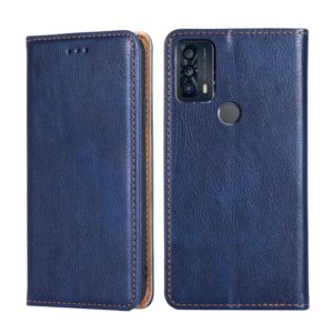 For TCL 20B 6159K Pure Color Magnetic Leather Phone Case(Blue) (OEM)