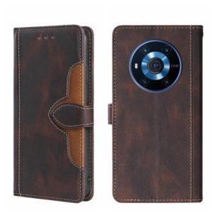 For Honor Magic3 Skin Feel Magnetic Buckle Leather Phone Case(Brown) (OEM)