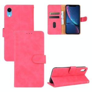 For iPhone XR Solid Color Skin Feel Magnetic Buckle Horizontal Flip Calf Texture PU Leather Case with Holder & Card Slots & Wallet(Rose Gold) (OEM)