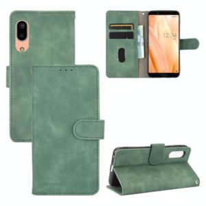 For Sharp Aquos Sense3 Lite SH-RM12 Solid Color Skin Feel Magnetic Buckle Horizontal Flip Calf Texture PU Leather Case with Holder & Card Slots & Wallet(Green) (OEM)