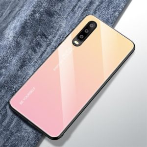 For Huawei P30 Gradient Color Glass Case(Yellow) (OEM)