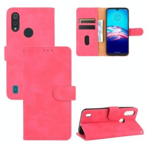 For Motorola Moto E6s(2020) Solid Color Skin Feel Magnetic Buckle Horizontal Flip Calf Texture PU Leather Case with Holder & Card Slots & Wallet(Rose Red) (OEM)