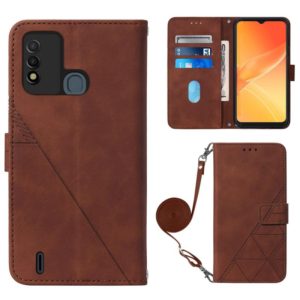 For Itel P37/Vision 2S/P651L Crossbody 3D Embossed Flip Leather Phone Case(Brown) (OEM)