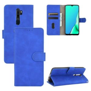For OPPO A9 (2020) / A11 / A11X / A5 (2020) Solid Color Skin Feel Magnetic Buckle Horizontal Flip Calf Texture PU Leather Case with Holder & Card Slots & Wallet(Blue) (OEM)