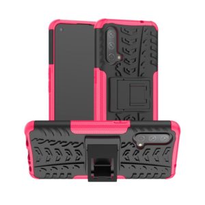 For OnePlus Nord CE 5G Tire Texture Shockproof TPU+PC Protective Case with Holder(Pink) (OEM)