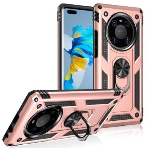 For Huawei Mate 40 Pro+ Shockproof TPU + PC Protective Case with 360 Degree Rotating Holder(Rose Gold) (OEM)