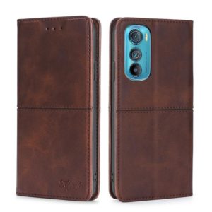 For Motorola Edge 30 Cow Texture Magnetic Horizontal Flip Leather Phone Case(Dark Brown) (OEM)