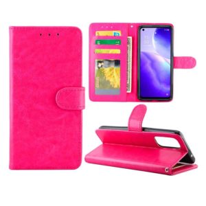 For OPPO Reno5 5G Crazy Horse Texture Leather Horizontal Flip Protective Case with Holder & Card Slots & Wallet & Photo Frame(Rose Red) (OEM)