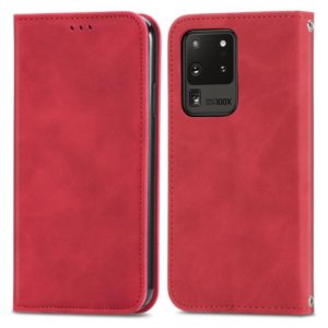 For Samsung Galaxy S20 Ultra Retro Skin Feel Business Magnetic Horizontal Flip Leather Case with Holder & Card Slots & Wallet & Photo Frame(Red) (OEM)