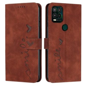 For Motorola Moto G Stylus 2021 5G Skin Feel Heart Pattern Leather Phone Case(Brown) (OEM)