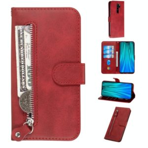 For Xiaomi Redmi Note 8 Pro Fashion Calf Texture Zipper Horizontal Flip PU Leather Case, with Holder & Card Slots & Wallet(Red) (OEM)