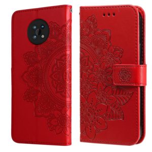 For Nokia G50 7-petal Flowers Embossed Flip Leather Phone Case with Holder & Card Slots(Red) (OEM)