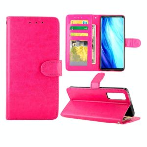For OPPO Reno4 Pro(4G) Crazy Horse Texture Leather Horizontal Flip Protective Case with Holder & Card Slots & Wallet & Photo Frame(Magenta) (OEM)
