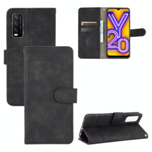 For Vivo Y20 / Y20i (Indian) Solid Color Skin Feel Magnetic Buckle Horizontal Flip Calf Texture PU Leather Case with Holder & Card Slots & Wallet(Black) (OEM)