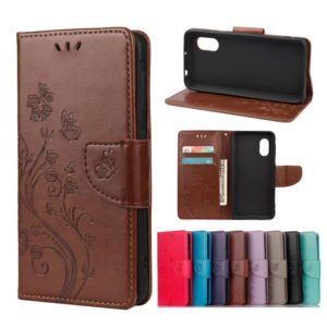 For Samsung Galaxy Xcover 5 Butterfly Flower Pattern Horizontal Flip Leather Case with Holder & Card Slots & Wallet(Brown) (OEM)