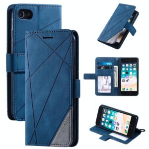 For iPhone SE 2022 / SE 2020 / 8 / 7 Skin Feel Splicing Horizontal Flip Leather Case with Holder & Card Slots & Wallet & Photo Frame(Blue) (OEM)