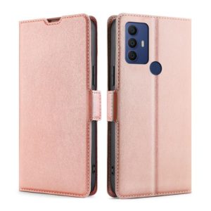 For TCL 305 / 30 SE / 306 & Sharp Aquos V6 / V6 Plus Ultra-thin Voltage Side Buckle PU + TPU Leather Phone Case(Rose Gold) (OEM)
