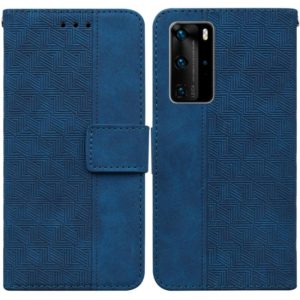 For Huawei P40 Pro Geometric Embossed Leather Phone Case(Blue) (OEM)
