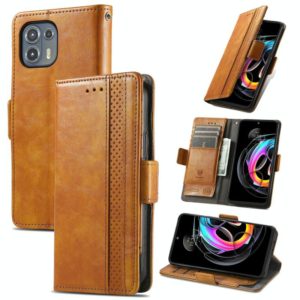 For Motorola Edge 20 Lite CaseNeo Business Splicing Dual Magnetic Buckle Horizontal Flip PU Leather Case with Holder & Card Slots & Wallet(Khaki) (OEM)
