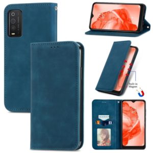 For TCL 205 Retro Skin Feel Magnetic Horizontal Flip Leather Phone Case(Blue) (OEM)