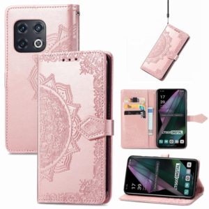 For OnePlus 10 Pro Mandala Flower Embossed Horizontal Flip Leather Phone Case(Rose Gold) (OEM)