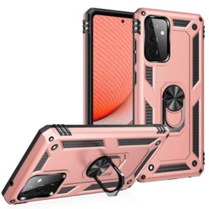 For Samsung Galaxy A72 5G / 4G Shockproof TPU + PC Protective Case with 360 Degree Rotating Holder(Rose Gold) (OEM)
