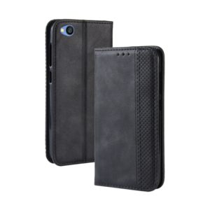 Magnetic Buckle Retro Texture Horizontal Flip Leather Case for Xiaomi Redmi Go, with Holder & Card Slots & Wallet (Black) (OEM)