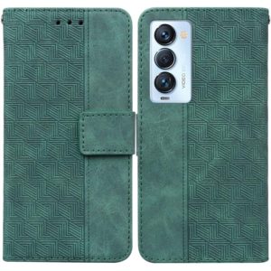 For Tecno Camon 18 Premier Geometric Embossed Leather Phone Case(Green) (OEM)
