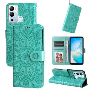 For Infinix Hot 12i Embossed Sunflower Leather Phone Case(Green) (OEM)