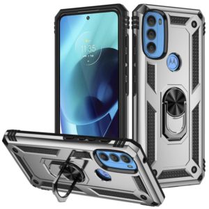For Motorola Moto G71 5G Shockproof TPU + PC Phone Case with Holder(Silver) (OEM)