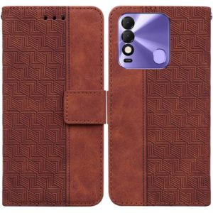 For Tecno Spark 8 / 8T Geometric Embossed Leather Phone Case(Brown) (OEM)