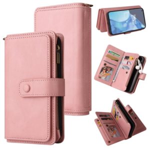 For OnePlus 9 Pro Skin Feel PU + TPU Horizontal Flip Leather Case With Holder & 15 Cards Slot & Wallet & Zipper Pocket & Lanyard(Pink) (OEM)