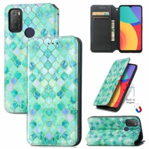For Alcatel 1S (2021) Colorful Magnetic Horizontal Flip PU Leather Case with Holder & Card Slot & Wallet(Emerald) (OEM)