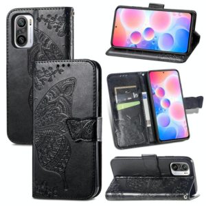 For Xiaomi Redmi Note 10 Pro Butterfly Love Flowers Embossed Horizontal Flip Leather Case with Holder & Card Slots & Wallet & Lanyard(Black) (OEM)
