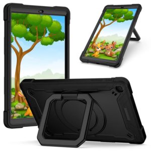 For Samsung Galaxy Tab A10.1 (2019) T510 Contrast Color Shockproof Robot Silicone + PC Case with Wristband Holder(Black) (OEM)