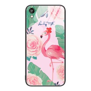 For Honor Play 3e Colorful Painted Glass Phone Case(Flamingo) (OEM)