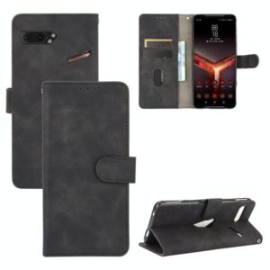 For ASUS ROG Phone II ZS660KL Solid Color Skin Feel Magnetic Buckle Horizontal Flip Calf Texture PU Leather Case with Holder & Card Slots & Wallet(Black) (OEM)