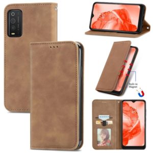 For TCL 205 Retro Skin Feel Magnetic Horizontal Flip Leather Phone Case(Brown) (OEM)