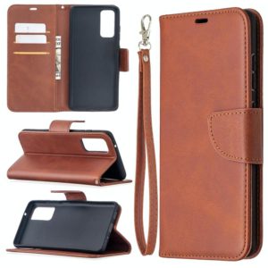 For Samsung Galaxy S20 FE 5G / S20 Lite Lambskin Texture Pure Color Horizontal Flip PU Leather Case with Holder & Card Slots & Wallet & Lanyard(Brown) (OEM)