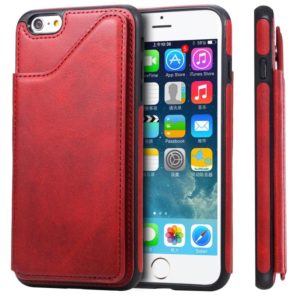For iPhone 6 Plus Shockproof Calf Texture Protective Case with Holder & Card Slots & Frame(Red) (OEM)