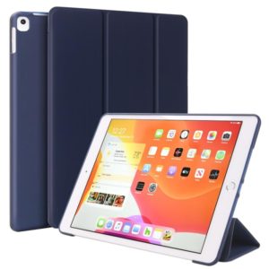Three-folding Surface PU Leather TPU Matte Soft Bottom Case with Holder & Sleep / Wake-up Function For iPad 10.2 2021 / 2020 / 2019 / iPad Pro 10.5 inch(Navy Blue) (OEM)