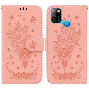 For Infinix Smart 5 X657 / Hot 10 Lite Butterfly Rose Embossed Leather Phone Case(Pink) (OEM)
