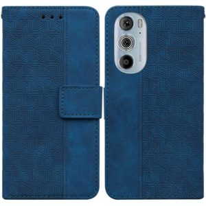 For Motorola Edge+ 2022 / Edge 30 Pro Geometric Embossed Leather Phone Case(Blue) (OEM)
