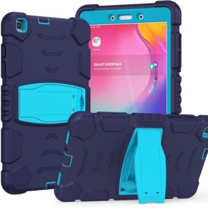 For Samsung Galaxy Tab A8.0 2019 T290 3-Layer Protection Screen Frame + PC + Silicone Shockproof Combination Case with Holder(NavyBlue+Blue) (OEM)