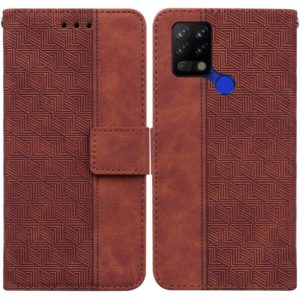 For Tecno Pova LD7 Geometric Embossed Leather Phone Case(Brown) (OEM)