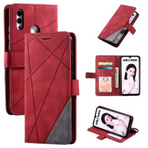 For Huawei Honor 10 Lite Skin Feel Splicing Horizontal Flip Leather Case with Holder & Card Slots & Wallet & Photo Frame(Red) (OEM)
