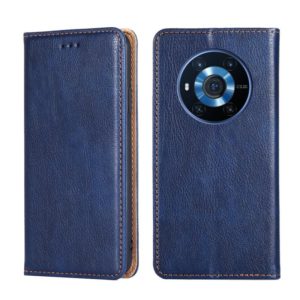 For Honor Magic3 Gloss Oil Solid Color Magnetic Leather Phone Case(Blue) (OEM)